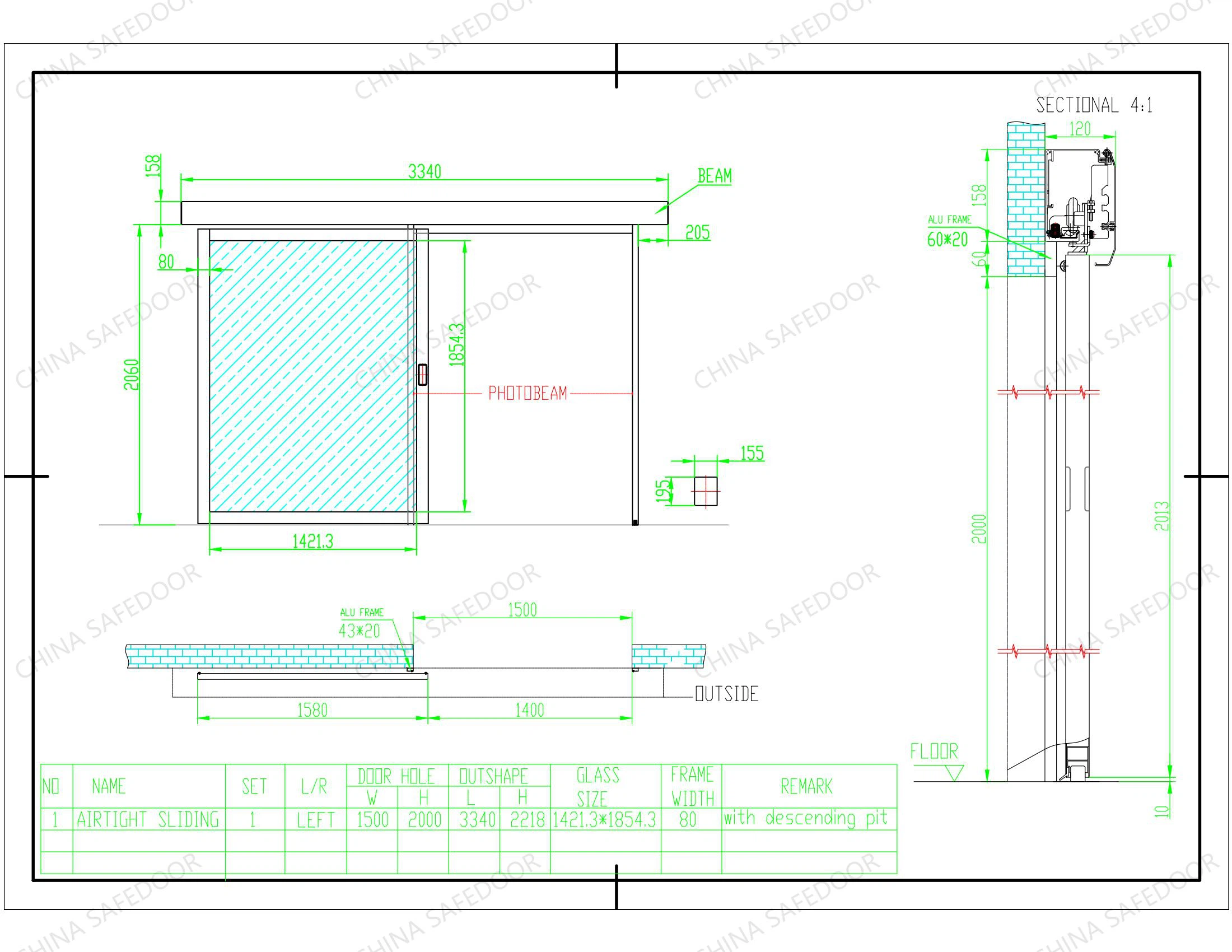 DRAWING-FULL GLASS AIRTIGHT SLIDINBG DOOR 【LEFT 1500x2000】_00 DRAWING-FULL GLASS AIRTIGHT SLIDINBG DOOR 【LEFT 1500x2000】_00